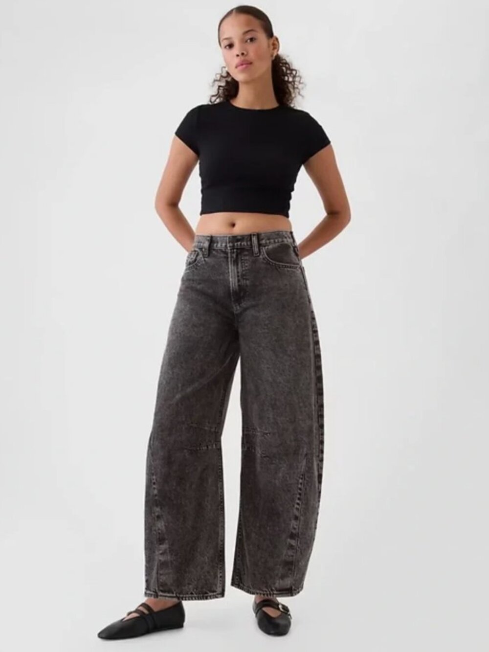 Gap High Rise Washed Black Horseshoe Jeans  Size 35